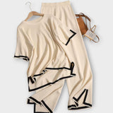 Lühikeste varrukatega kootud komplekt laia lõikega