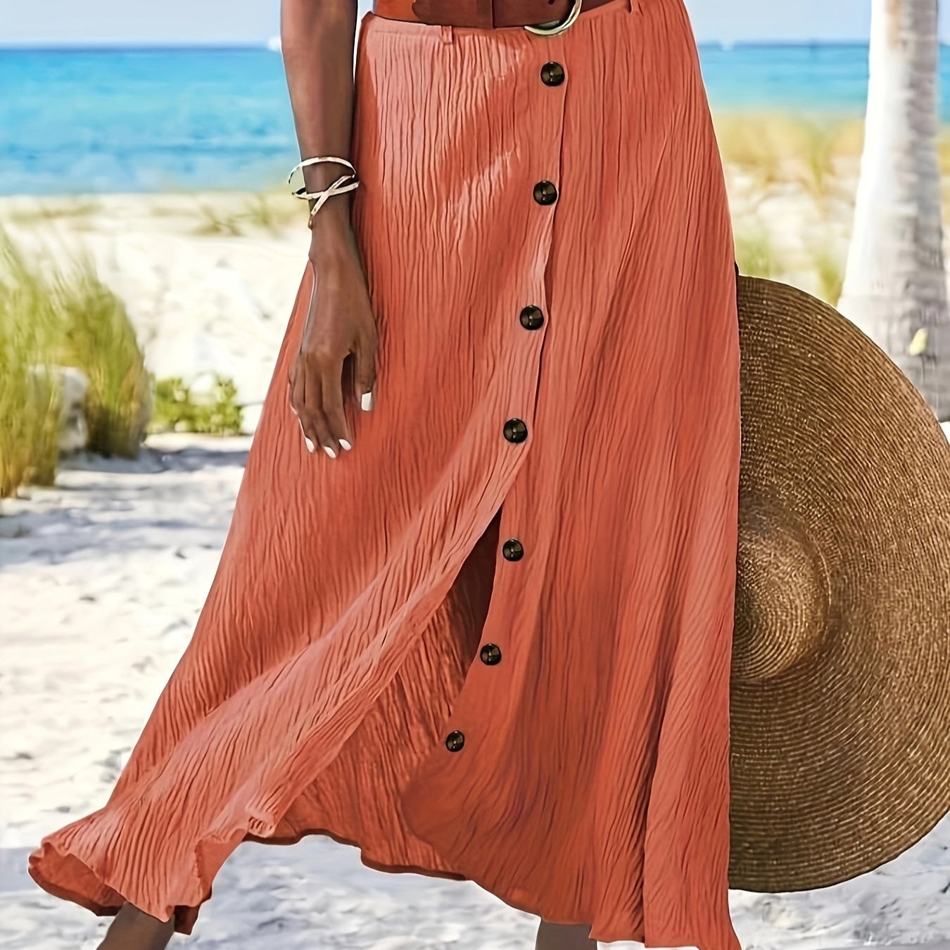 Läbipaistev midi seelik rebitud detailiga