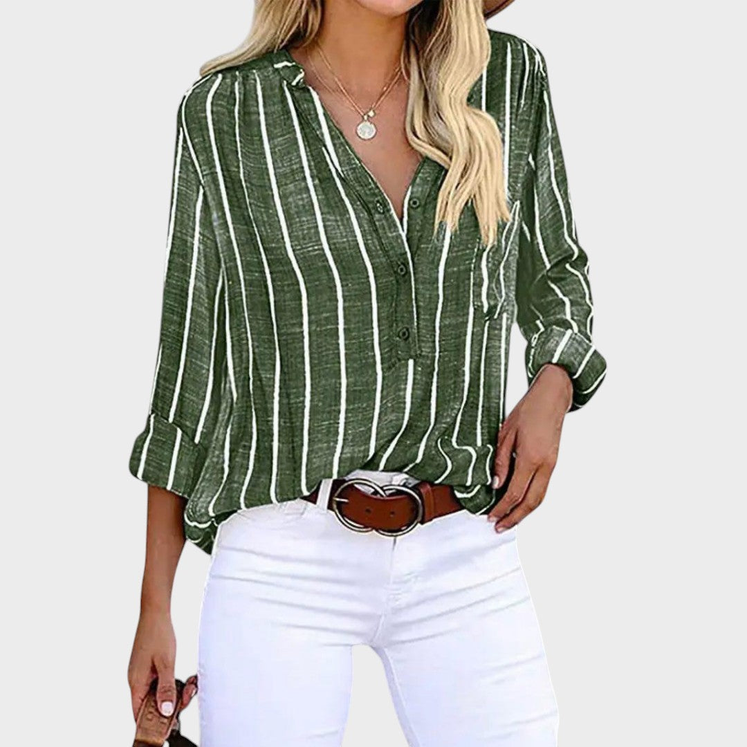 Débora - Käsi valmistatud triibuline T-särk