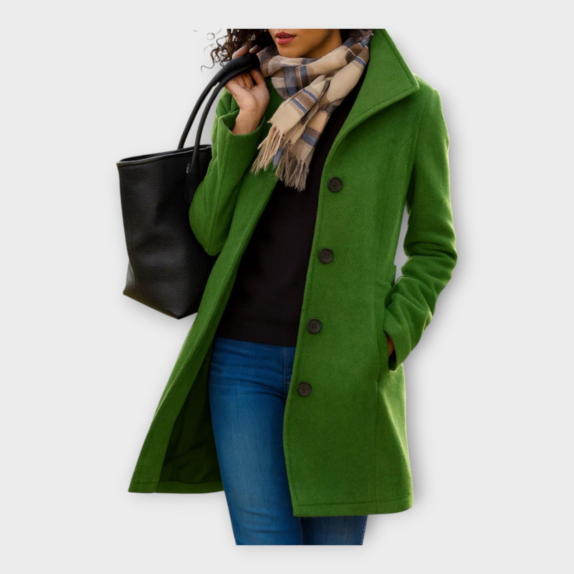 Elegantne villane mantel nööpidega