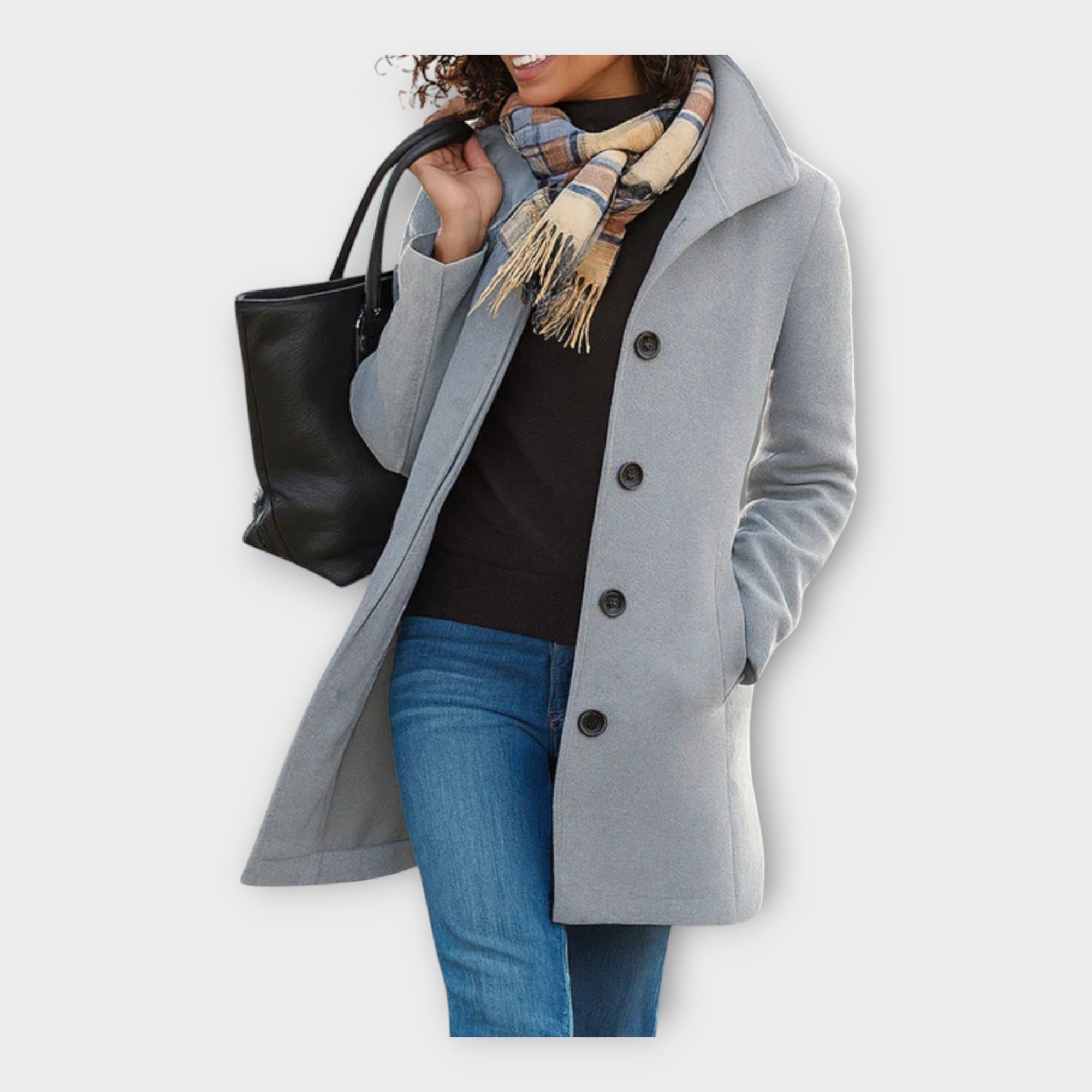 Elegantne villane mantel nööpidega