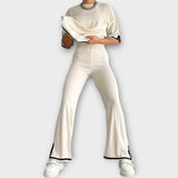 Lühikeste varrukatega kootud komplekt laia lõikega