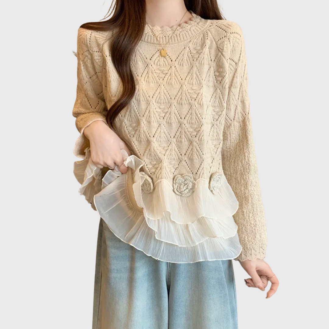 Elina – Elegantne pitsdetailidega kampsun