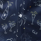 Meeste Ilutulestik Puhkus Uusaasta Peo Nööbiga Sinine Pikakä sleeves Särk