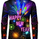 Herre Head Uut Aastat Ilutulestik Pikkade Varukatega Särk