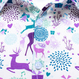 Meeste Jõuluvana Põhjapõdra Festiivne Prinditud Jõulupüha Valge Pikad Varrukad Särk