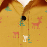 Meeste Jõulupuu Põder Prindiga Hingav Kollane Pikad Varrukad Särk