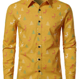 Meeste Jõulupuu Põder Prindiga Hingav Kollane Pikad Varrukad Särk