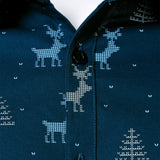 Meeste Jõulupuu Põder Prindiga Hingav Tumesinine Pikakä sleeves Särk