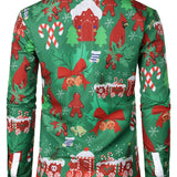 Meeste naljakas jõuluteemaline puhkusepidu pikkade varrukatega särk