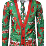 Meeste naljakas jõuluteemaline puhkusepidu pikkade varrukatega särk