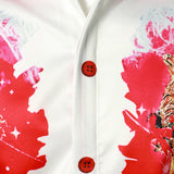 Meeste jõuluteemaline punane lõbus riietus puhkusel nööpidega pikkade varrukatega särk