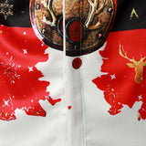 Meeste jõuluteemaline punane lõbus riietus puhkusel nööpidega pikkade varrukatega särk