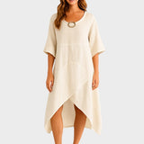 Marta - Asümmeetriline puuvillast ja linast kleit