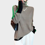 Lea - Kõrge kaelusega kampsun erksate kontrastsete triipudega