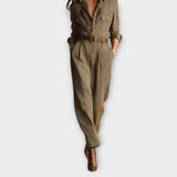 Ruuduline kombinesoon vöö ja rätsepatööna valminud lõikega