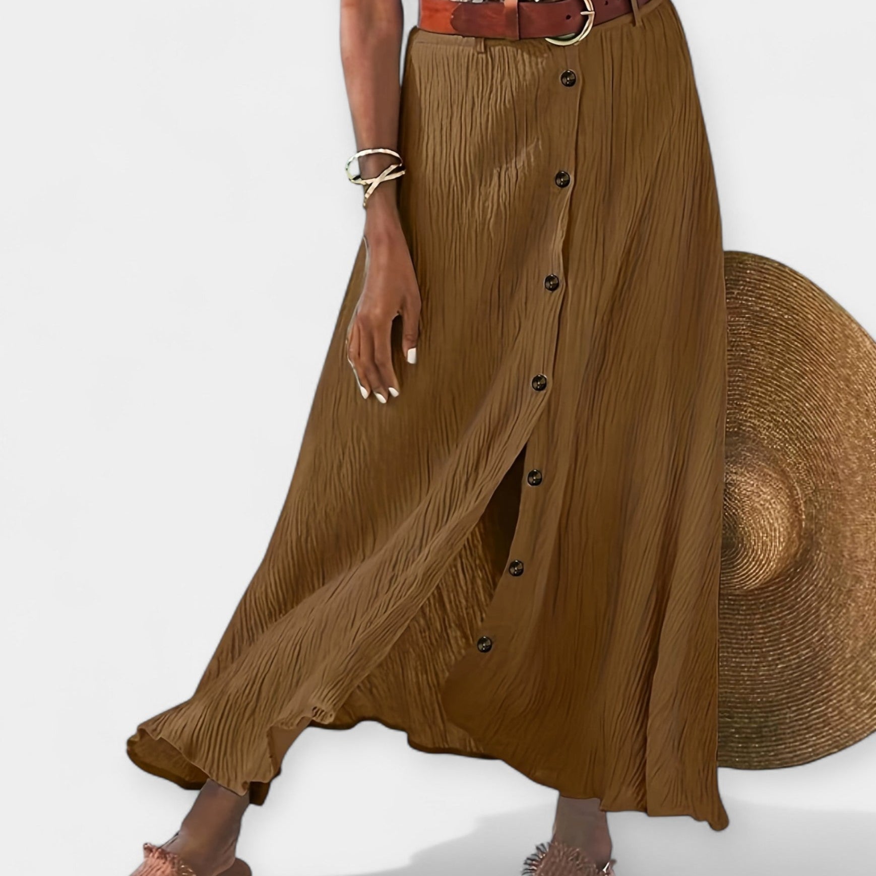 Läbipaistev midi seelik rebitud detailiga