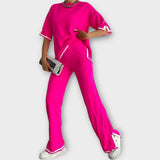 Lühikeste varrukatega kootud komplekt laia lõikega