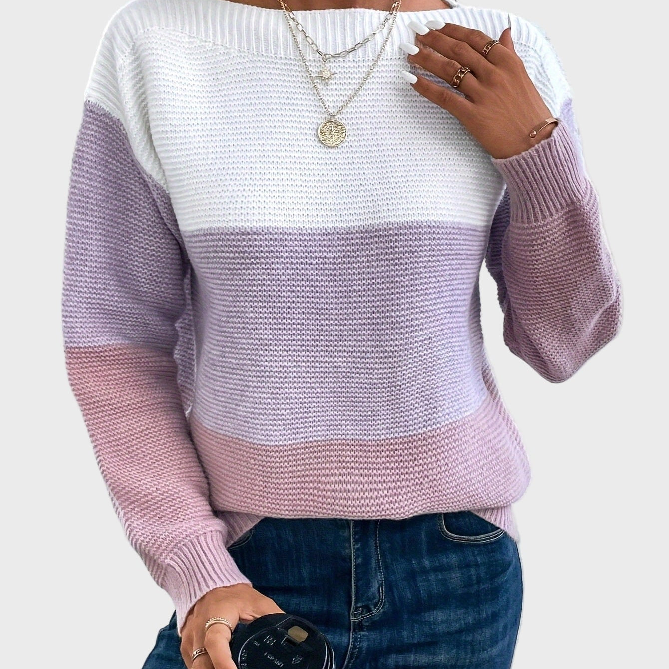 Elegantne kootud kõrge kaelusega kampsun