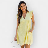 Suvine kleit peide lühikeste pükste ja taskutega